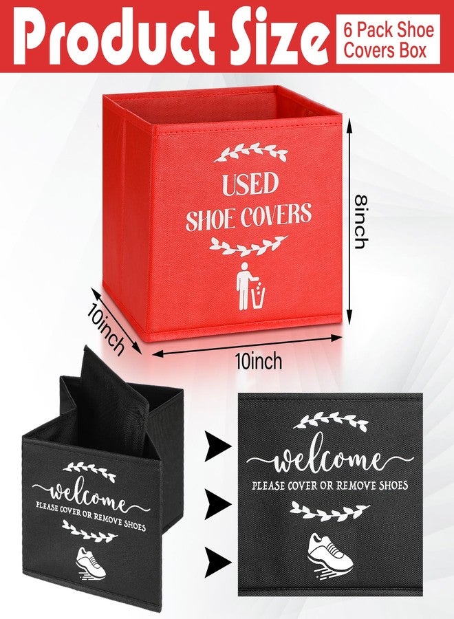 Suzile 6 Pcs Shoe Covers Box Foldable Storage Bin Indoor Shoe Cover Dispenser Shoe Cover Holder for Open Houses Supplies Homeowner Booties (Stylish,Red, Black) - Image 2