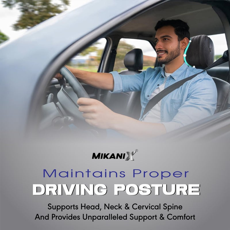 MIKANIX Car Headrest Pillow | Polyfill Fiber Cotton Neck/Head Support Cushion | Ergonomic Travel Headrest | Comfortable Car Seat Pillow | Breathable Soft Cover | Universal Fit (2 Black) - Image 5