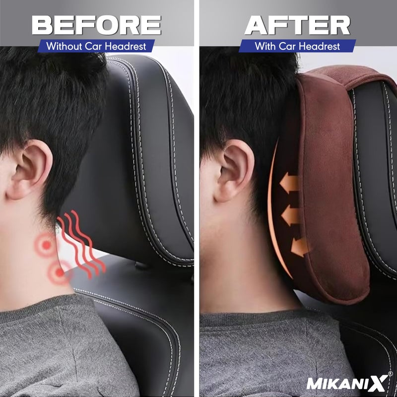 MIKANIX Car Headrest Pillow | Polyfill Fiber Cotton Neck/Head Support Cushion | Ergonomic Travel Headrest | Comfortable Car Seat Pillow | Breathable Soft Cover | Universal Fit (2 Black) - Image 2