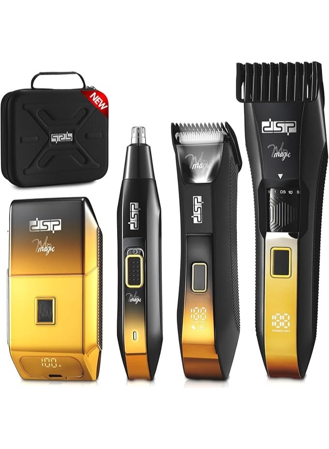 DSP 4-in-1 Men's Grooming Kit, Manscape Adjustable Beard Trimmer, Body Trimmer, Nose Hair Trimmer & Foil Shaver, IPX7 Waterproof, LED Display, Cordless for Face & Body, for Home, Gift for Men - Image 1