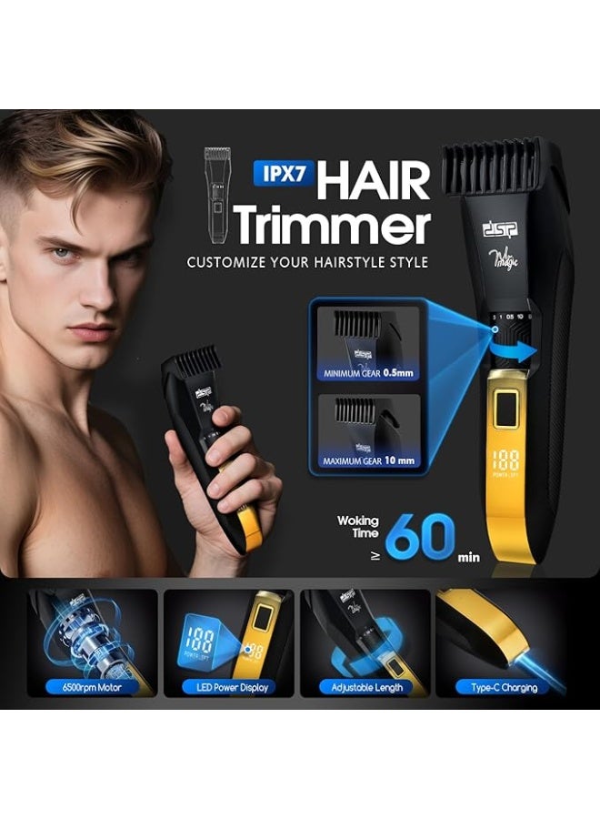 DSP 4-in-1 Men's Grooming Kit, Manscape Adjustable Beard Trimmer, Body Trimmer, Nose Hair Trimmer & Foil Shaver, IPX7 Waterproof, LED Display, Cordless for Face & Body, for Home, Gift for Men - Image 2