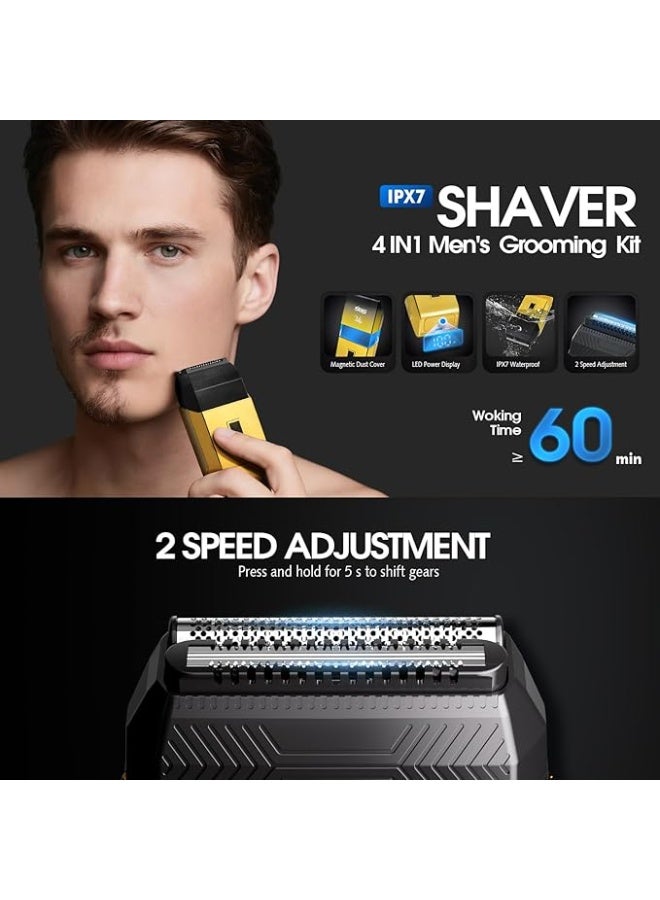 DSP 4-in-1 Men's Grooming Kit, Manscape Adjustable Beard Trimmer, Body Trimmer, Nose Hair Trimmer & Foil Shaver, IPX7 Waterproof, LED Display, Cordless for Face & Body, for Home, Gift for Men - Image 4