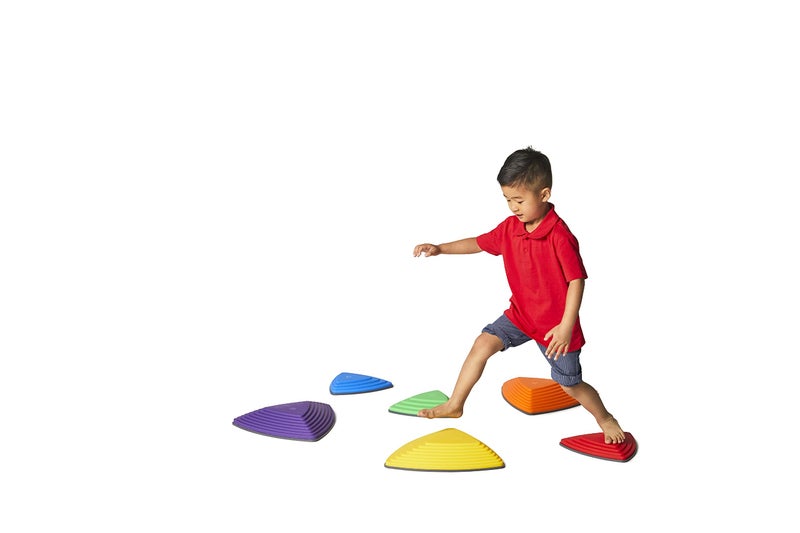 GONGE River Stones The Original Kids Play Stepping Stones for Balance and Coordination NonSlip bottom Stackable for Indoor and Outdoor Set of 6 Vibrant