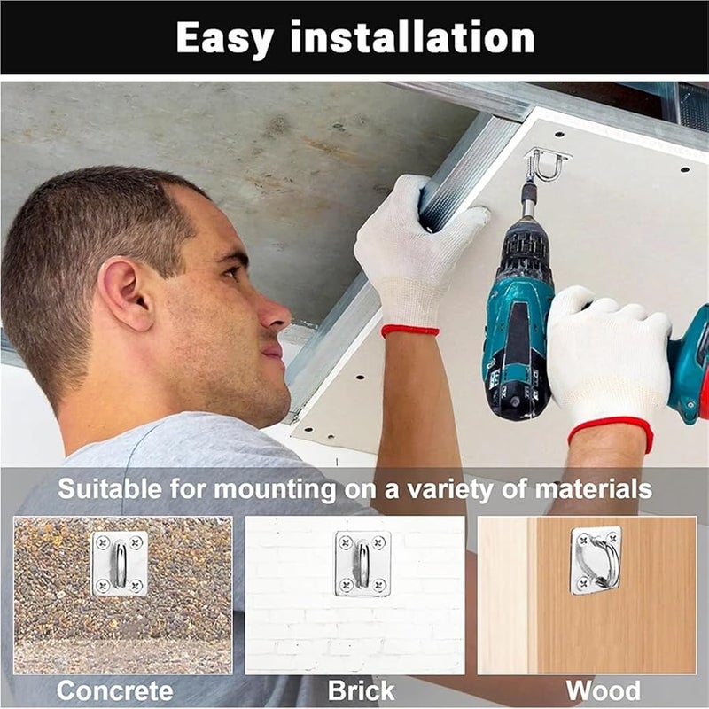 304 Stainless Steel Heavy Duty Ceiling Hooks M6 Square Diamond Elliptical For Hanging Plants Wall Kitchen 10PCS - Image 5