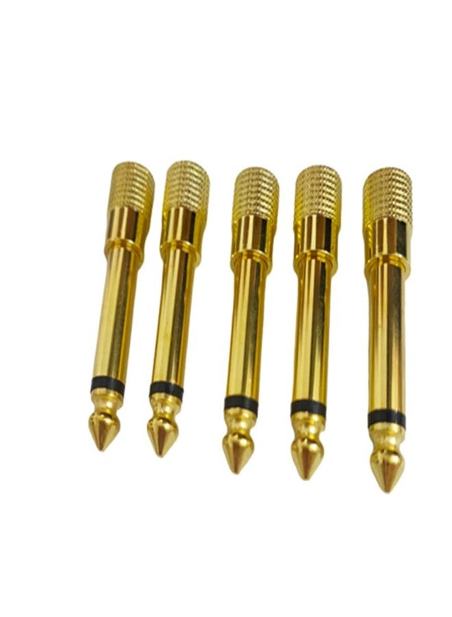 bnafes 1/4 Mono to 1/8 Mono Adapter, 5-Pack 6.35mm TS Male to 3.5mm Female Audio Connector, Gold - Image 1