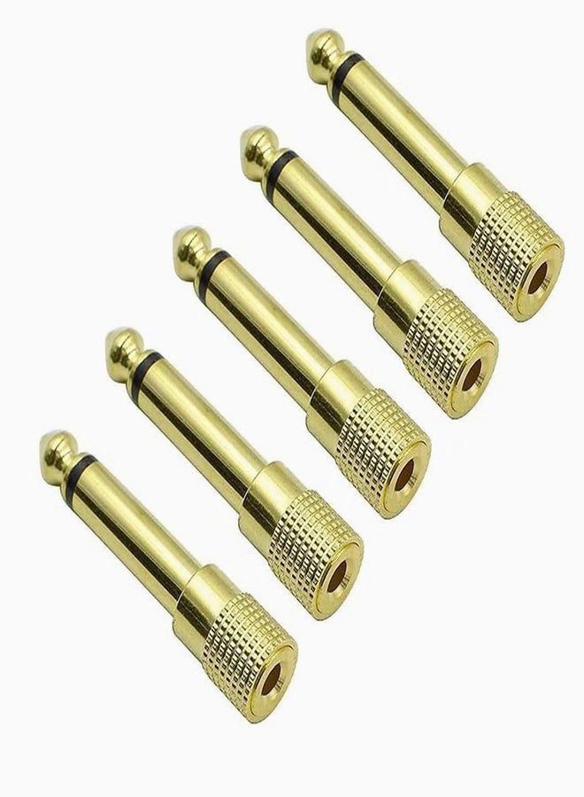 bnafes 1/4 Mono to 1/8 Mono Adapter, 5-Pack 6.35mm TS Male to 3.5mm Female Audio Connector, Gold - Image 5