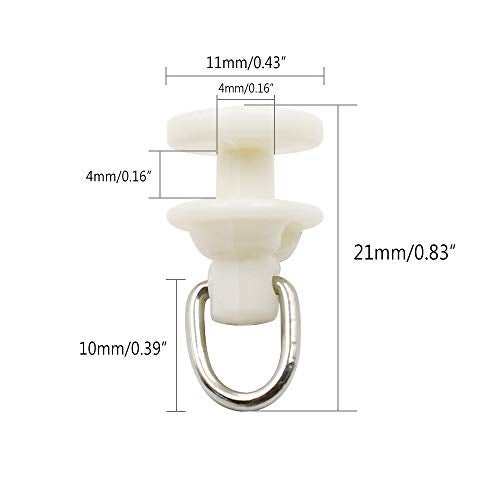 Luomorgo Plastic Curtain Track Carrier Slide Roller 11x21mm/ 0.43x0.83 inch Dia White 50 Pcs - Image 2