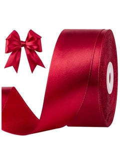 Unique Burgundy Ribbon 1-1/2 Inch, 25 Yards Wine Red Satin Fabric Ribbons for Gift Wrapping, Christmas Garland, Christmas Tree Ornaments, Bows Making, DIY Crafts, Sewing Projects and Wedding Party  - Image 1