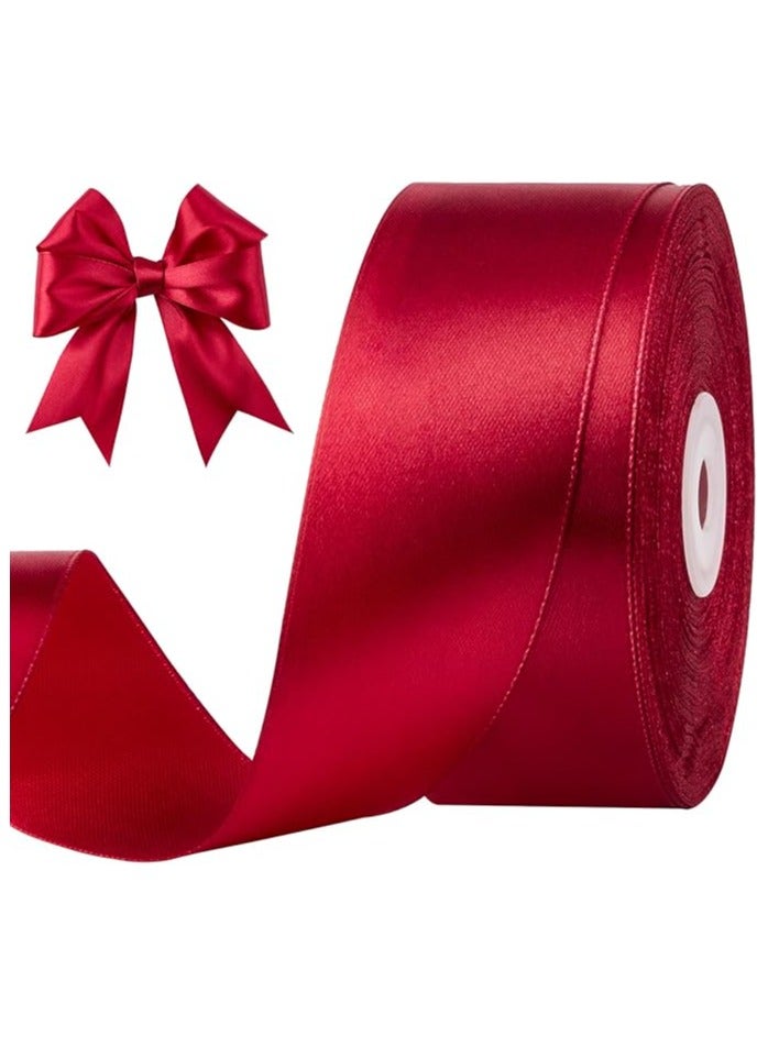 Burgundy Ribbon 1-1/2 Inch, 25 Yards Wine Red Satin Fabric Ribbons for Gift Wrapping, Christmas Garland, Christmas Tree Ornaments, Bows Making, DIY Crafts, Sewing Projects and Wedding Party - Image 1
