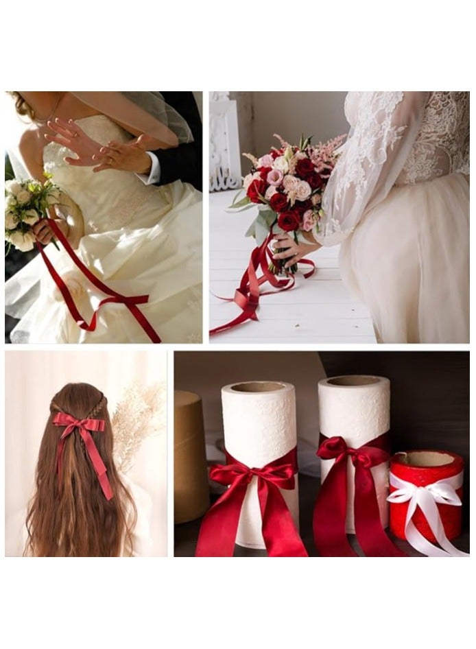 Burgundy Ribbon 1-1/2 Inch, 25 Yards Wine Red Satin Fabric Ribbons for Gift Wrapping, Christmas Garland, Christmas Tree Ornaments, Bows Making, DIY Crafts, Sewing Projects and Wedding Party - Image 3