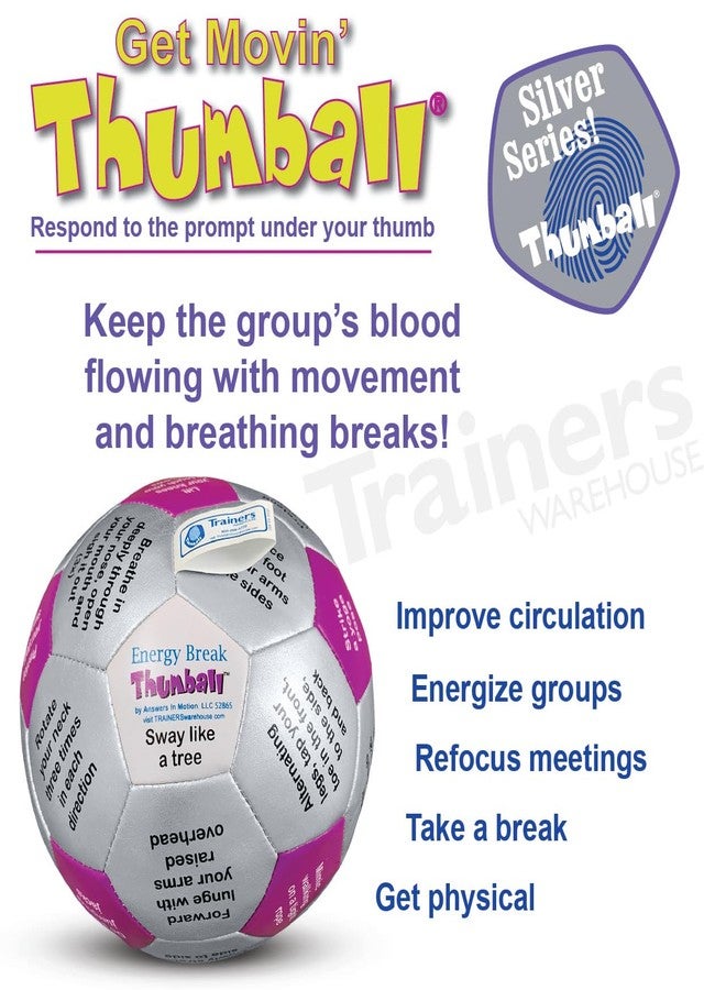 Trainers Warehouse Energy Break Thumball 6" | Fun Ice Breaker - Get The Blood Flowing & Improve Memory with Movement Activities | 32 Panels to Prompt Conversation | Get Movin' - Image 3