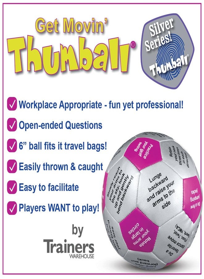 Trainers Warehouse Energy Break Thumball 6" | Fun Ice Breaker - Get The Blood Flowing & Improve Memory with Movement Activities | 32 Panels to Prompt Conversation | Get Movin' - Image 2