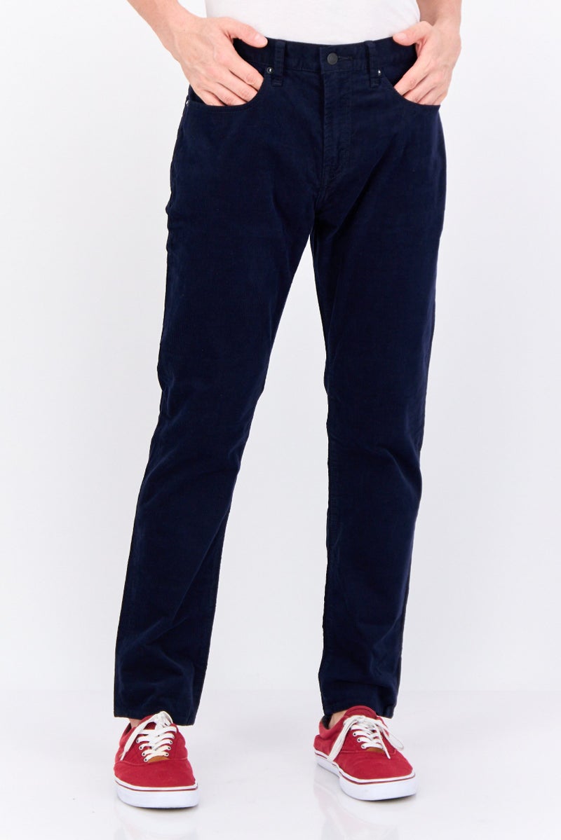 GAP Men Slim Fit Textured Corduroy Pants, Navy - Image 1