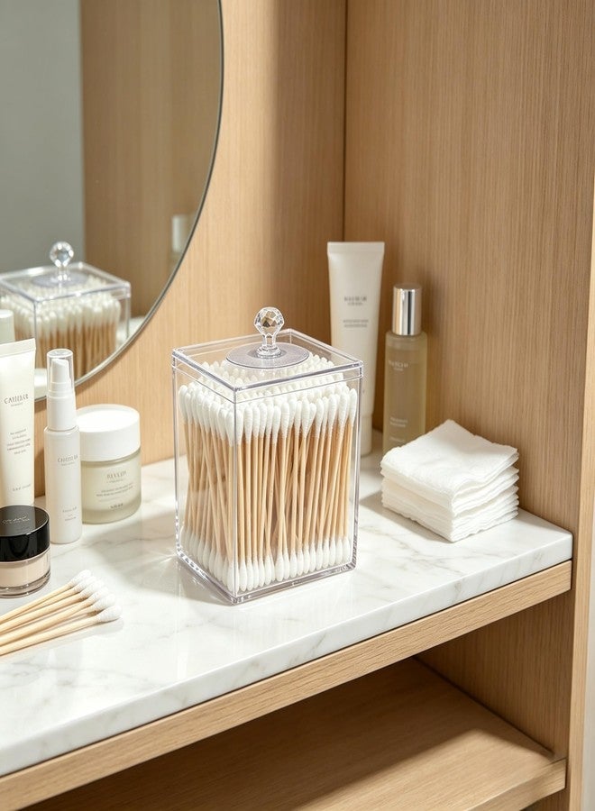 RIKWOG Cotton Swabs, 1200 Count Bamboo Sticks Cotton Swabs with 2 Clear Square Acrylic Cotton Buds Jars For Ears Makeup or Nails Personal Care - Image 5