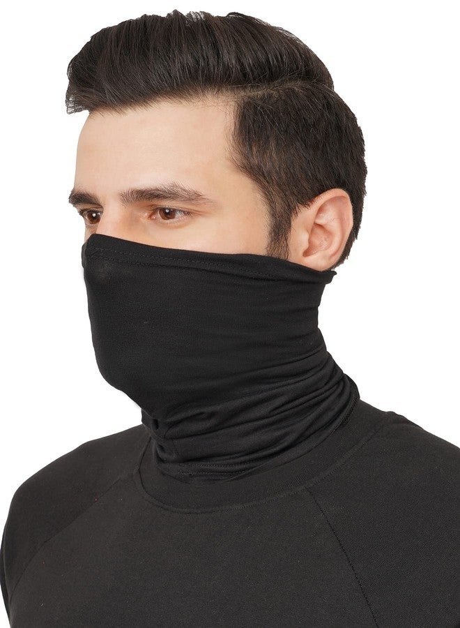 PrimeBox Men Pro Cotton Face Mask Bike Riding Washable Reusable Dust Protection Cover Neck gaitor Mask For Men Women Balaclava Bandana 9in1 tube (Pack of 3 Black Bandana Cotton) - Image 3