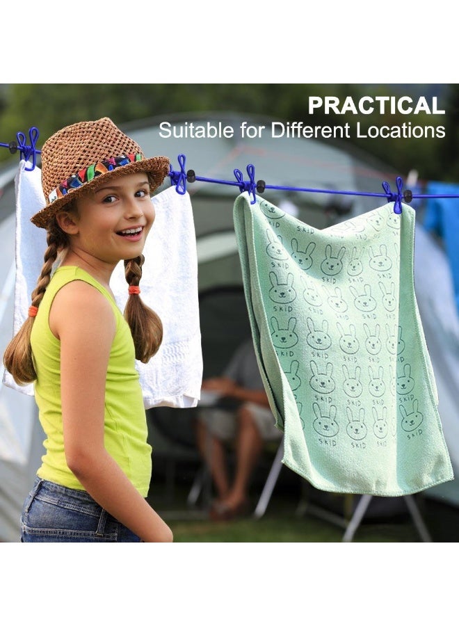 Portable Travel Clothing Line, Adjustable Elastic Travel Camping Stretchable Clothing Line, With 12 Clips, Suitable For Outdoor And Indoor Use (Blue) - Image 4