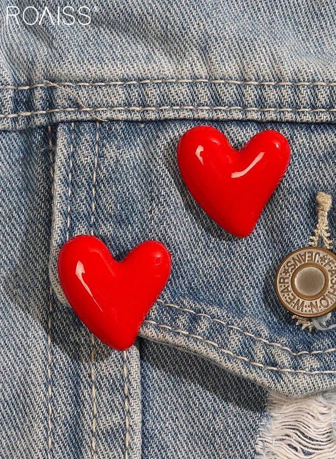 رويس 4 قطع دبابيس صغيرة أنيقة، شارات قلب كرتونية بسيطة وعصرية مناسبة للإكسسوارات الزخرفية للملابس والحقائب وحقائب الظهر والقمصان والسترات - Image 4