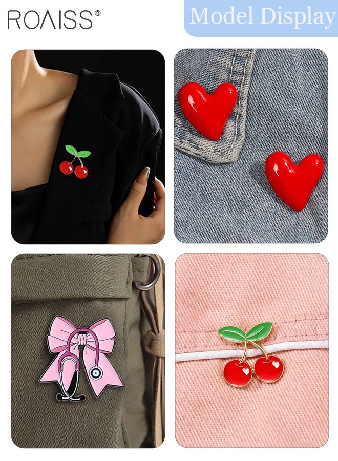 رويس 4 قطع دبابيس صغيرة أنيقة، شارات قلب كرتونية بسيطة وعصرية مناسبة للإكسسوارات الزخرفية للملابس والحقائب وحقائب الظهر والقمصان والسترات - Image 5