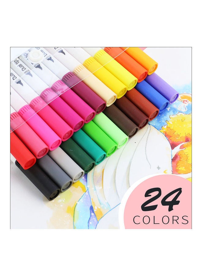 NIBEMINENT 24-Piece Watercolour Fine Liner Dual Tip Brush Pen Set Multicolour - Image 1