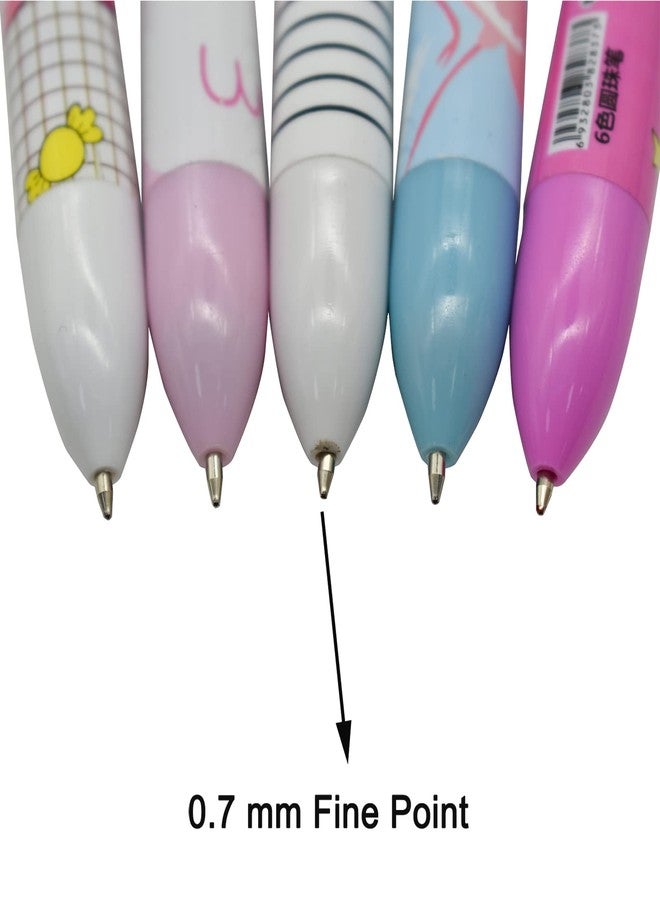 Maydahui 12 PCS Multicolor Ballpoint Pen 6-in-1 Pens Flamingo Unicorn Retractable Priting Pen 6 Color for Writing Office - Image 4