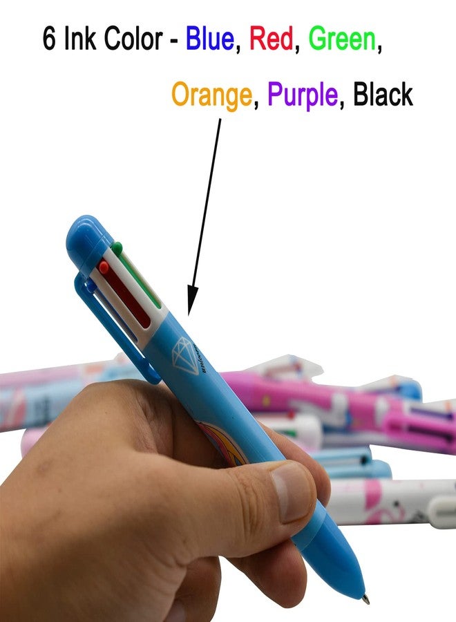 Maydahui 12 PCS Multicolor Ballpoint Pen 6-in-1 Pens Flamingo Unicorn Retractable Priting Pen 6 Color for Writing Office - Image 5