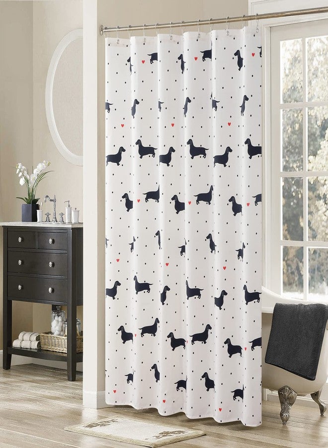 MVSUTA Hannah Cute Dachshund Dog Printed Beige Waterproof Polyester Fabric Black Animal Lovely Kids Shower Curtain for Bathroom,72" W x 72" L - Image 1