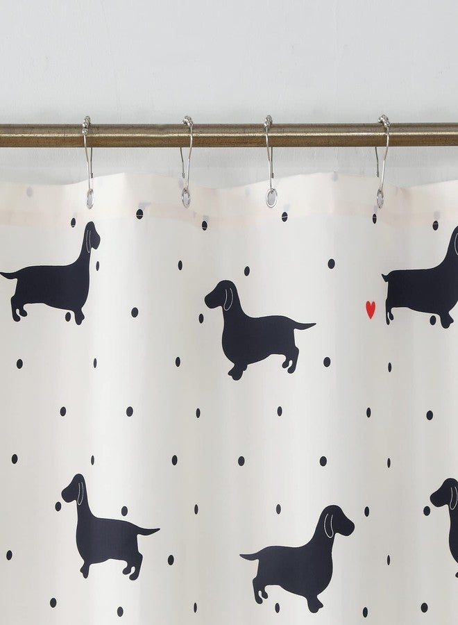 MVSUTA Hannah Cute Dachshund Dog Printed Beige Waterproof Polyester Fabric Black Animal Lovely Kids Shower Curtain for Bathroom,72" W x 72" L - Image 5
