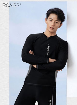 2 Piece Men's Swimsuit Set Fashion Loose Fitting Quick Drying Sun Protection Swimsuit Set With Double Layer Swimming Shorts - view 2