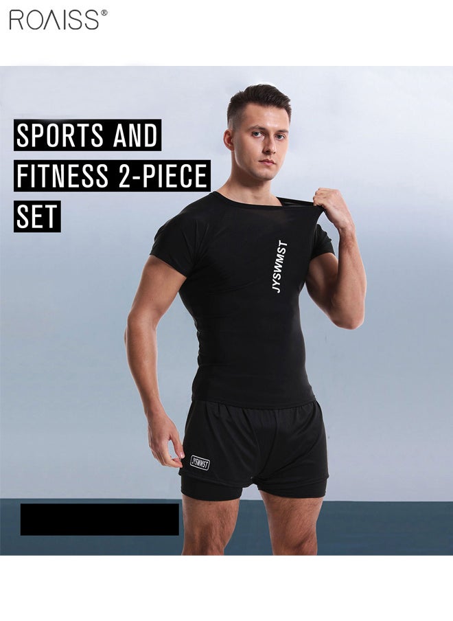 roaiss - 2 Piece Men's Swimsuit Set Fashion Loose Fitting Quick Drying Sun Protection Swimsuit Set With Double Layer Swimming Shorts - Image 1