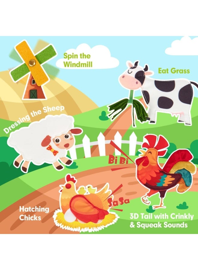 Capstro Montessori Busy Book for Toddlers – Farm Theme 20-in-1 Quiet Activity Book | Educational Learning Toy for Preschool Kids Ages 1–3 | Felt Quiet Book for Cognitive, Fine Motor & Life Skills Development - Image 5