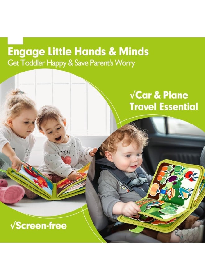 Capstro Montessori Busy Book for Toddlers – Farm Theme 20-in-1 Quiet Activity Book | Educational Learning Toy for Preschool Kids Ages 1–3 | Felt Quiet Book for Cognitive, Fine Motor & Life Skills Development - Image 3