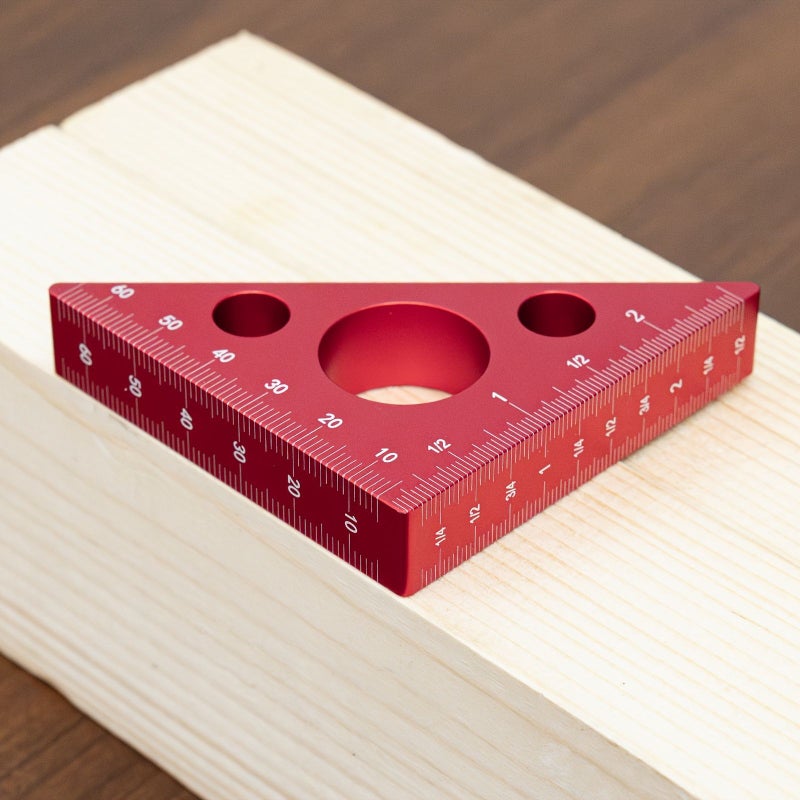 Red Triangular Ruler 45 90 Degree Precision Metric Angle Woodworking Tool - Image 5