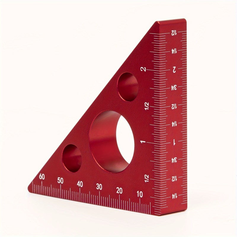 Red Triangular Ruler 45 90 Degree Precision Metric Angle Woodworking Tool - Image 1