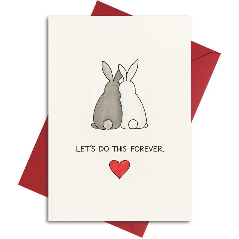 Cheerin Romantic Love Card with Envelopes - Sweetest Day Cards for Him and Her - Anniversary Card for Husband, Wife, Fiance, Boyfriend, Girlfriend - Bunny Birthday Card Gift 5x7 Inch - Image 1
