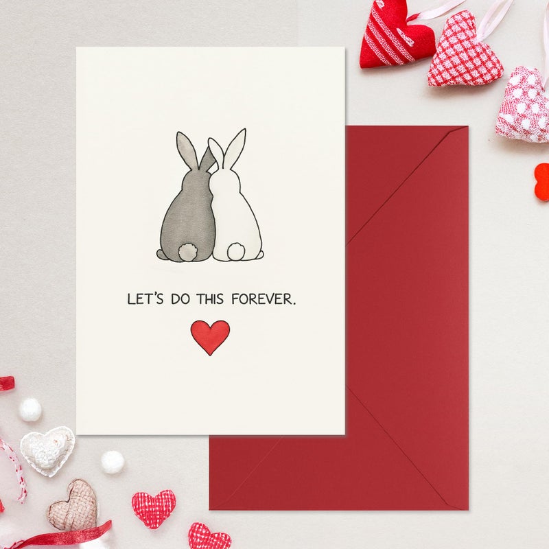 Cheerin Romantic Love Card with Envelopes - Sweetest Day Cards for Him and Her - Anniversary Card for Husband, Wife, Fiance, Boyfriend, Girlfriend - Bunny Birthday Card Gift 5x7 Inch - Image 4
