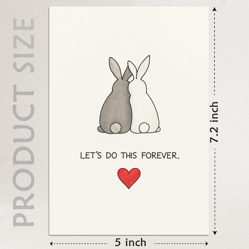 Cheerin Romantic Love Card with Envelopes - Sweetest Day Cards for Him and Her - Anniversary Card for Husband, Wife, Fiance, Boyfriend, Girlfriend - Bunny Birthday Card Gift 5x7 Inch - Image 3