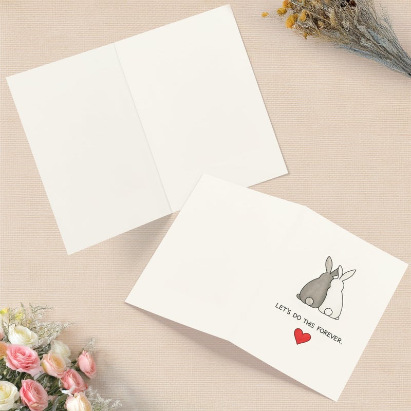 Cheerin Romantic Love Card with Envelopes - Sweetest Day Cards for Him and Her - Anniversary Card for Husband, Wife, Fiance, Boyfriend, Girlfriend - Bunny Birthday Card Gift 5x7 Inch - Image 5