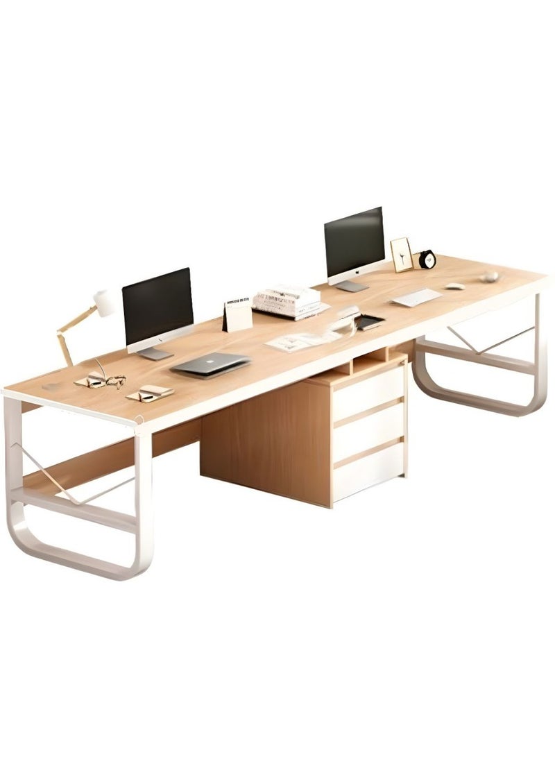 DubaiGallery مكتب كتابة أبيض عصري مع قاعدة فولاذية، إدارة كابلات، و 3 أدراج - بدون كراسي - Image 4