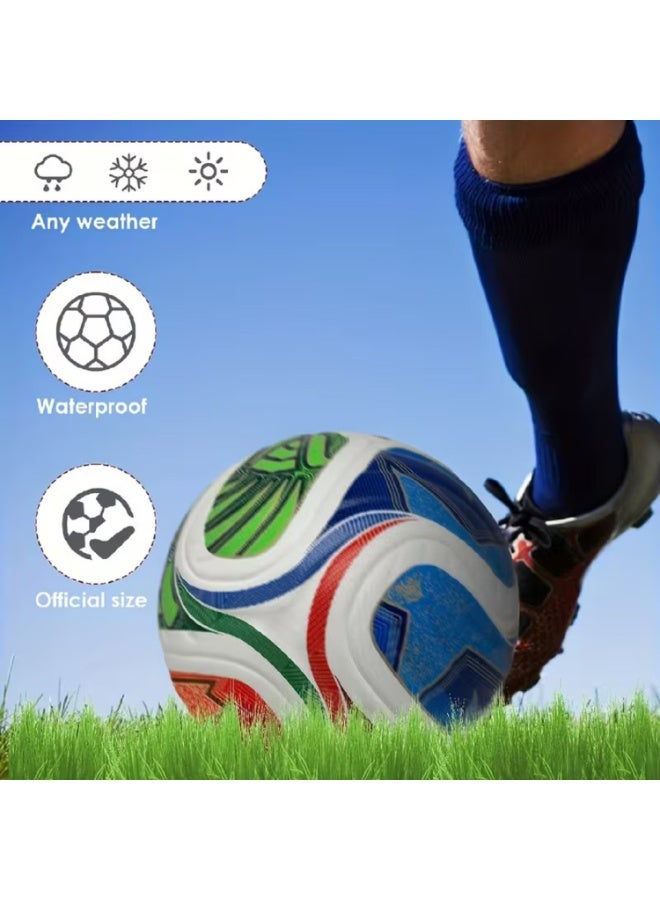Luxly Football Soccer Ball World Cup 2026, Thermal Bonded Trionda League Size 5 PU Leather Hybrid Ball For Training, Match Premium Quality, Durable for Adults, All Playing Conditions Indoor & Outdoor - Image 4