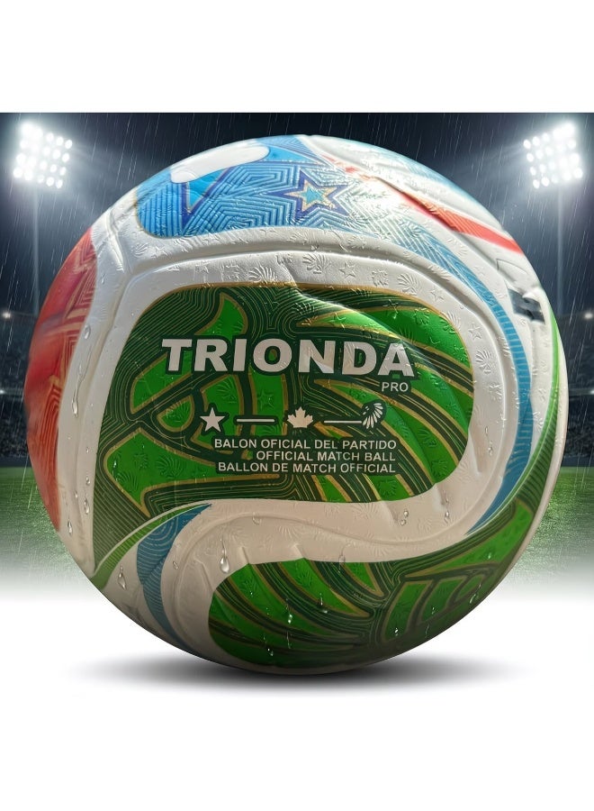 Luxly Football Soccer Ball World Cup 2026, Thermal Bonded Trionda League Size 5 PU Leather Hybrid Ball For Training, Match Premium Quality, Durable for Adults, All Playing Conditions Indoor & Outdoor - Image 2