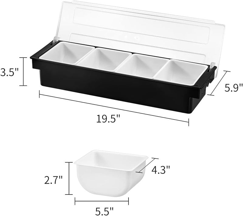 BEYLANG Ice Chilled Serving Tray Condiment Pots 4 Compartment Condiment Server Caddy (4 Compartments) - Image 2