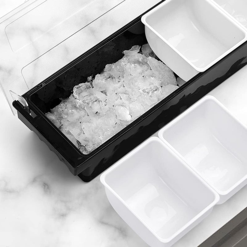 BEYLANG Ice Chilled Serving Tray Condiment Pots 4 Compartment Condiment Server Caddy (4 Compartments) - Image 4