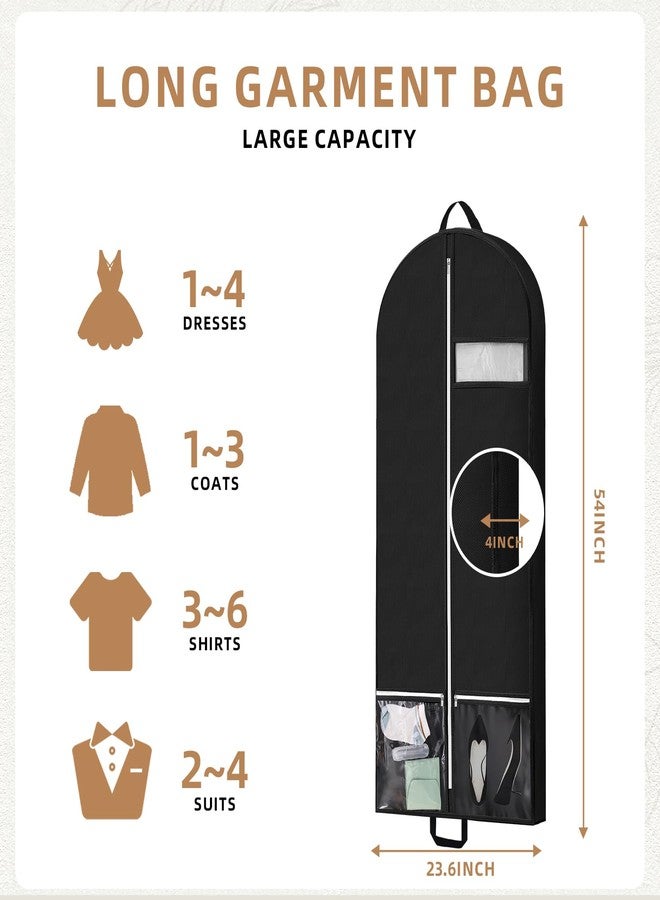 Peyorom 54" Garment Bags for Travel and Storage, Travel Suit Bags for Men Women with 2 Clear Pockets, Storage bags for Clothes, Suits, Dress, Shirts, Coats (Black) - Image 2