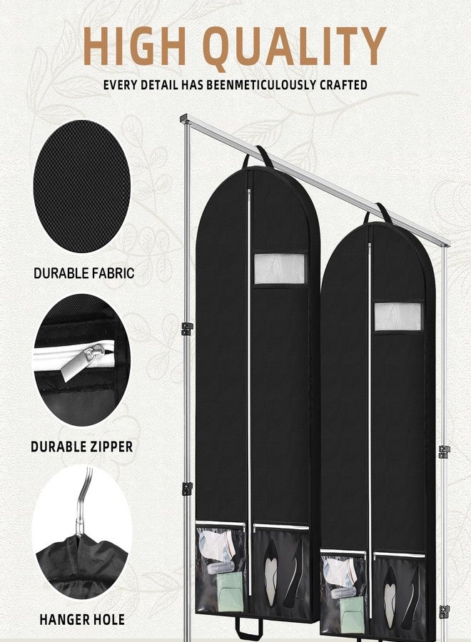Peyorom 54" Garment Bags for Travel and Storage, Travel Suit Bags for Men Women with 2 Clear Pockets, Storage bags for Clothes, Suits, Dress, Shirts, Coats (Black) - Image 3