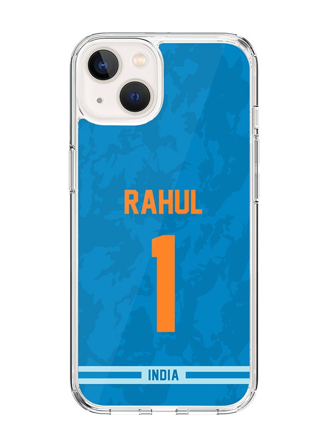 Stylizedd Classic Clear Case for iPhone 14 , Hybrid Soft Case Transparent Cover - Player Name - KL Rahul, Jersey Number- 1