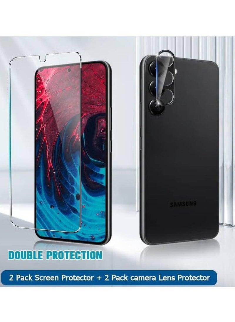 【2+2 Pack】 S23+ Plus Glass Screen Protector and Camera Protector, HD Clear 9H Tempered Glass Scratch Resistant, Fingerprint Unlock, 3D Curved,Full Coverage  - Image 2