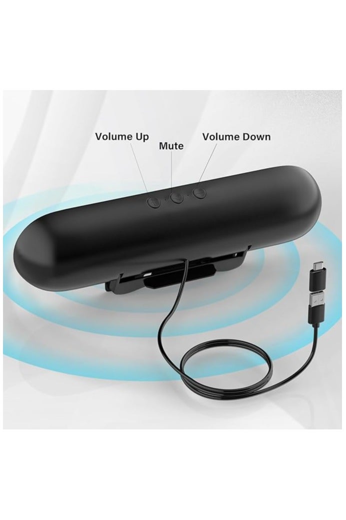 PC Speaker, USB Monitor Speaker with Clip-On, 10 W with HD Stereo Sound, for PC Monitor, Laptop, Mobile Phone, Desktop, Outdoor, Plug and Play (Black) - Image 4