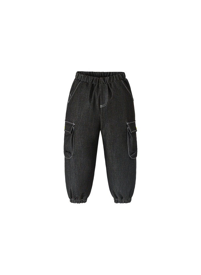 Minibala Boys' Children's Water-repellent Down Pants Winter Three-protection Work Trousers - Image 4