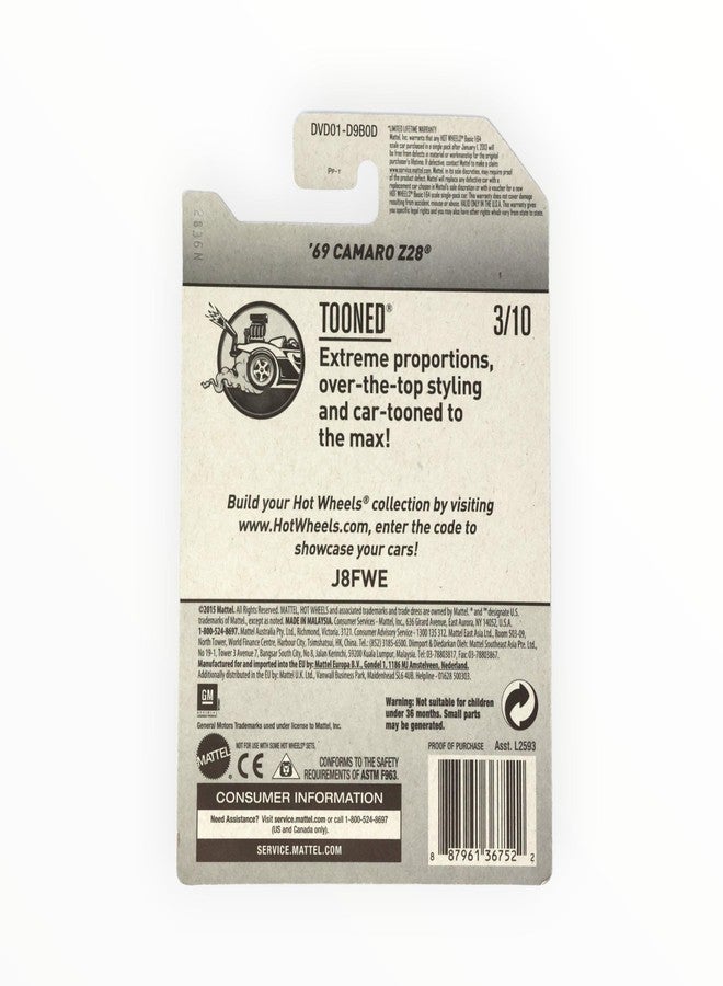 Hot Wheels 2017 Tooned '69 Camaro Z28 Treasure Hunt, Yellow - Image 2