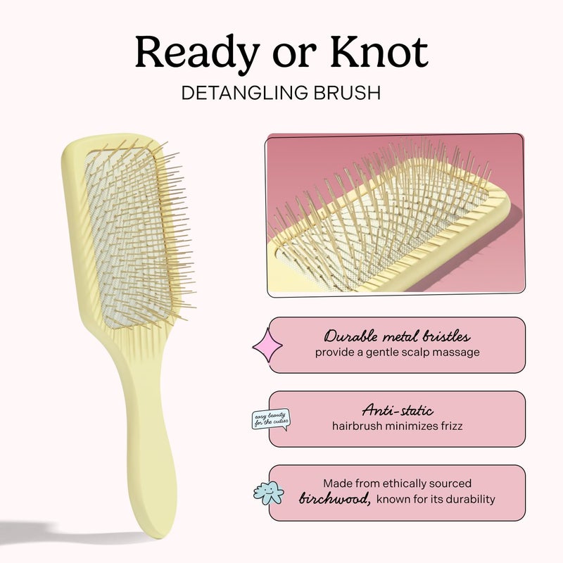 Mane Ready or Knot Detangling Curly Hair Brush - Anti-Static Metal Bristle Hair Brush for Straightening, Smoothing & Fighting Frizz - Provides Scalp with a Gentle Massage - Image 2